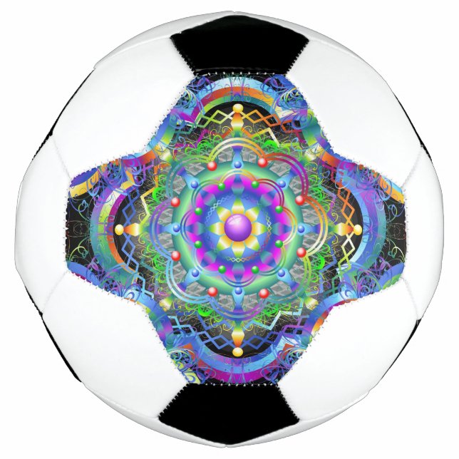 Mandala Universe Psychedelic Colours Soccer Ball (Front)