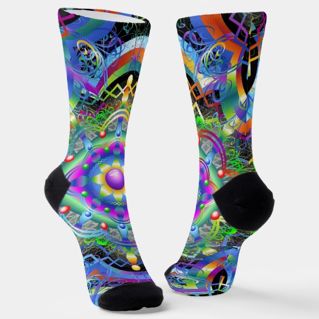 Mandala Universe Psychedelic Colours Socks (Angled)