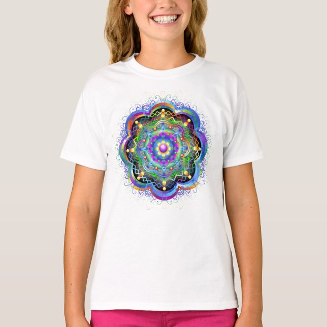Mandala Universe Psychedelic Colours T-Shirt (Front)
