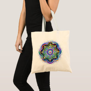 Mandala Universe Psychedelic Colours Tote Bag