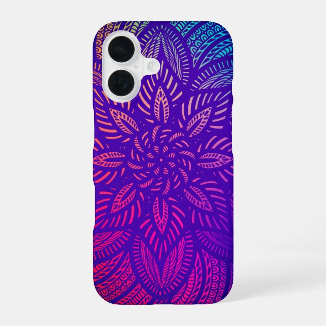 Mandala Vibrant Design iPhone 16 Case (Back)