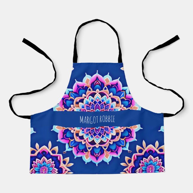 Mandala Violet Pink Geometric Pattern Apron (Front)