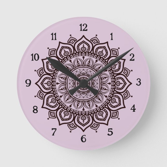 Mandala Wall Clock Elegant Spiritual Home Decor (Front)