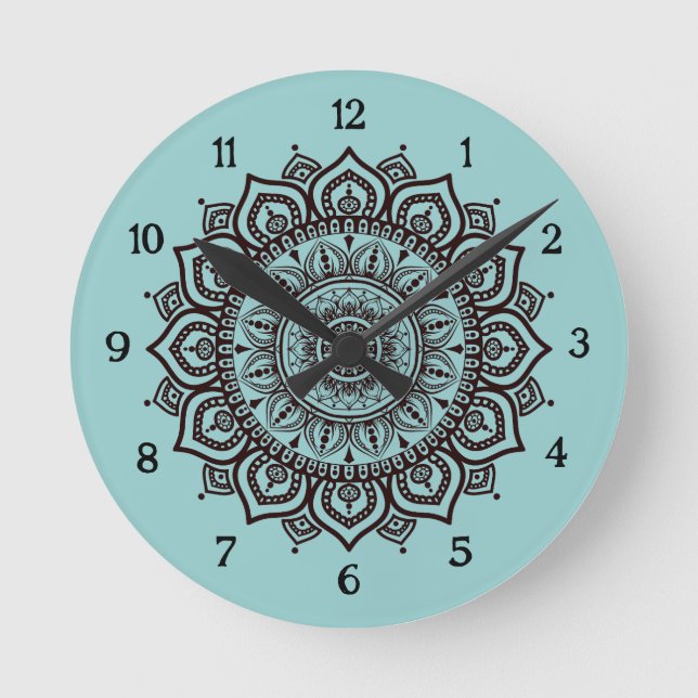 Mandala Wall Clock Elegant Spiritual Home Decor (Front)