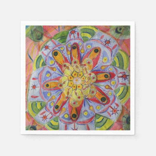 Mandala watercolor art Cocktail Paper Napkins (Front)