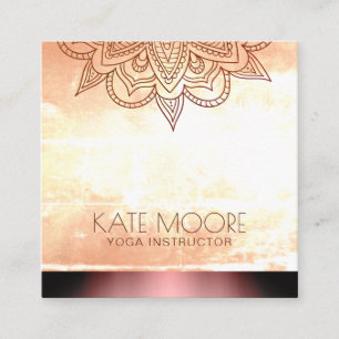 Mandala Weathered Rose Gold Metallic Square Business Card