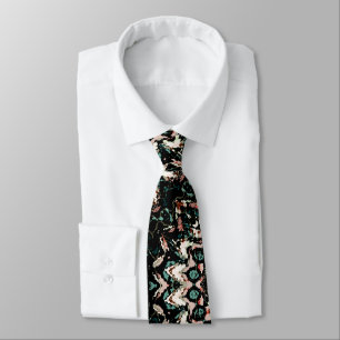 Mandala. White, green, beige circular ornament Tie