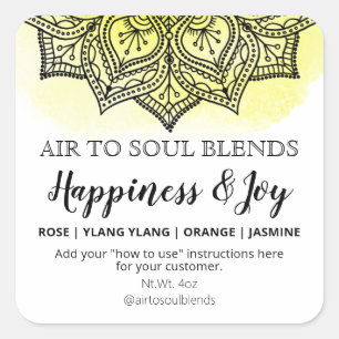 Mandala White Yellow Happiness Joy Blend Labels