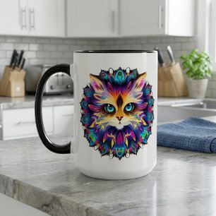 Mandala with cute furry Cat portrait Mug