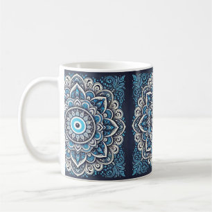 Mandala with evil eye coffee mug