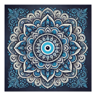 Mandala with evil eye poster