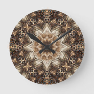 Mandala with Hexagonal Elements Round Clock