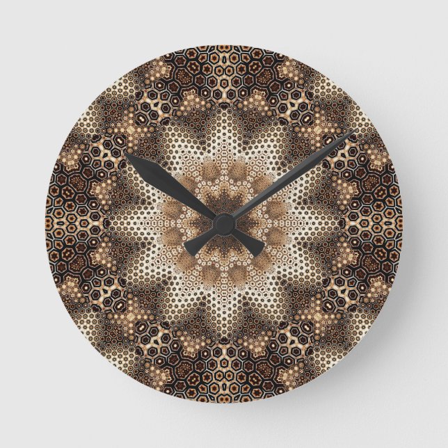 Mandala with Hexagonal Elements Round Clock (Front)