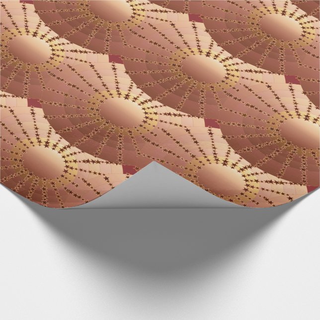 Mandala with Stars - copper satin gradient Wrapping Paper (Corner)