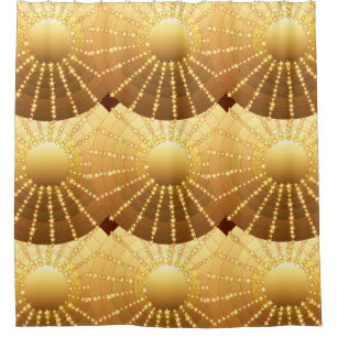 Mandala with Stars - golden satin gradient Shower Curtain