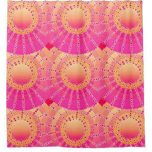 Mandala with Stars - pink and coral satin gradient Shower Curtain