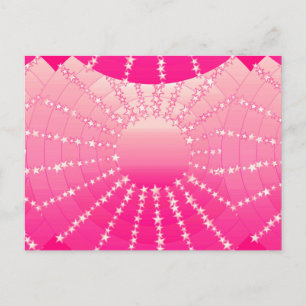 Mandala with Stars - pink & fuchsia satin gradient Postcard