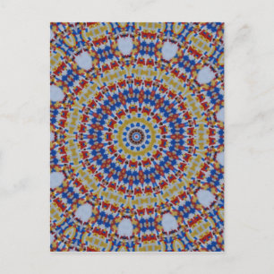 Mandala yellow blue postcard