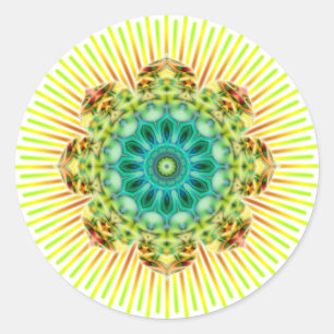 Mandala yellow green make your own background classic round sticker