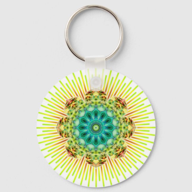 Mandala yellow green | make your own background key ring (Front)