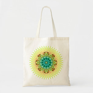 Mandala yellow green tote bag