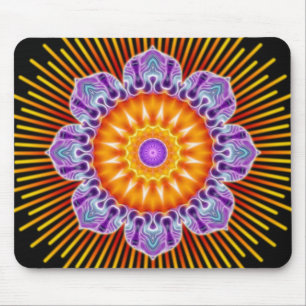 Mandala yellow violet black mouse pad