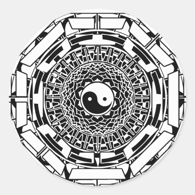 Mandala Yin Yang (white) Sticker (Front)