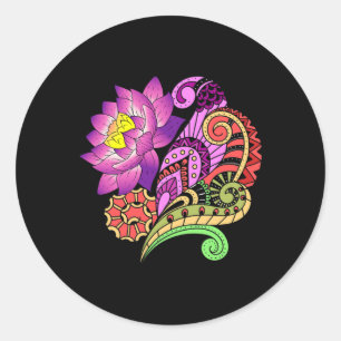 Mandala Yoga Boho Art Spiritual Lotus Flower  Classic Round Sticker