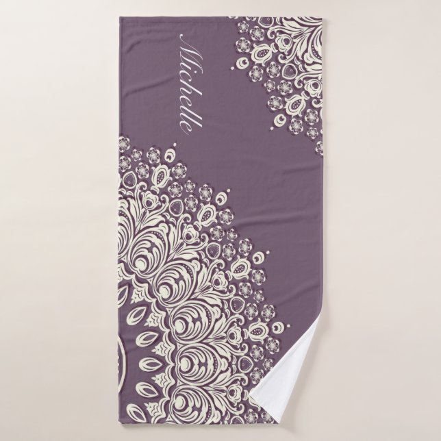 Mandala Yoga Mat with Name, Personalizable, Custom Bath Towel Set (Bath Towel)