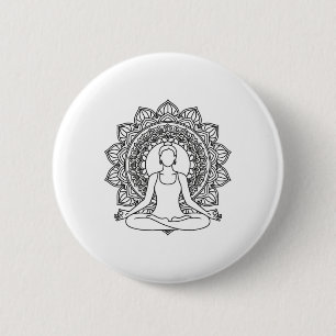 Mandala Yoga Meditation Pose Mindfulness Design 6 Cm Round Badge