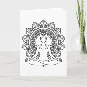 Mandala Yoga Meditation Pose Mindfulness Design Card