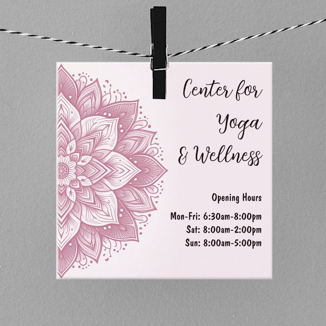 Mandala Yoga Studio Girly Pink Blush Pastel Colour Square Business Card (Creator Uploaded)