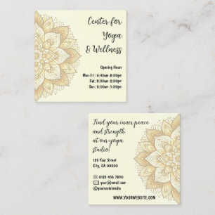 Mandala Yoga Studio Light Yellow Pastel Colours Square Business Card
