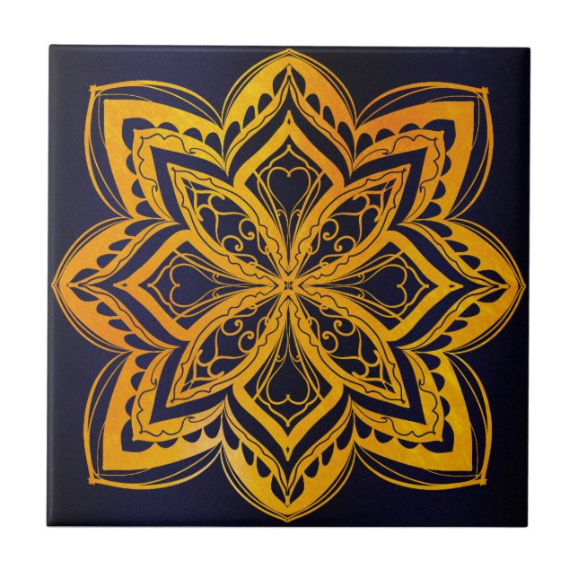 Mandala,zen,sacred geometric ,chakra, gold,elegant tile (Front)