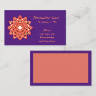 Mandala Zen Yoga Meditation Purple Pink Namaste Business Card