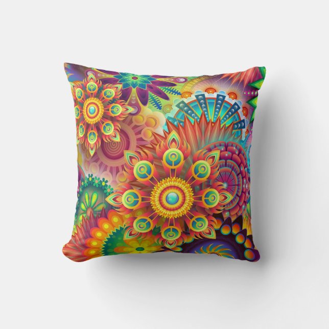 Mandalas Cushion. Vibrant colors Cushion (Front)