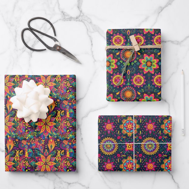 Mandalas Diwali  Wrapping Paper Sheet (Front)