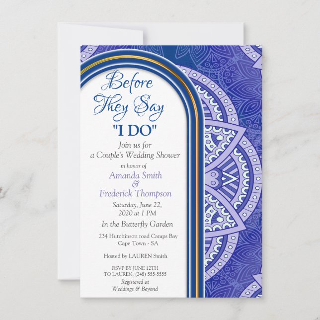 Mandalas in Mix Blue & Navy background Invitation (Front)