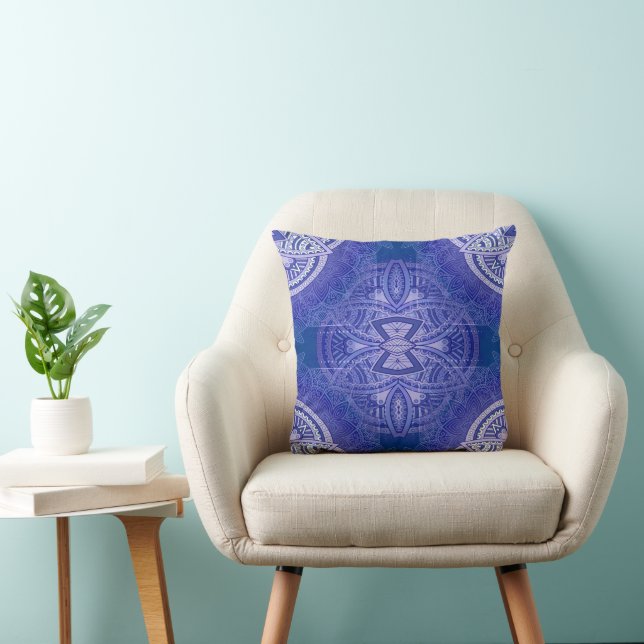 Mandalas in mixed Dutch blue repeat patterns Cushion (Chair)