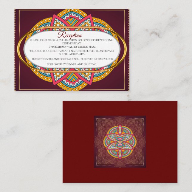 Mandalas in Mixed Maroons - Red & Repeat patterns Enclosure Card (Front/Back)