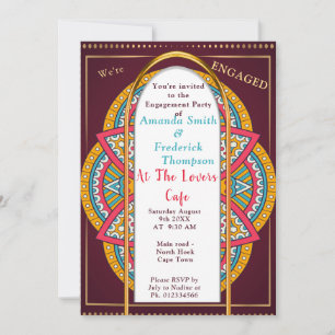 Mandalas on a Maroon background  Invitation