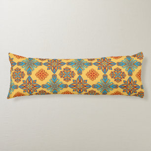 Mandalas on amber yellow body cushion
