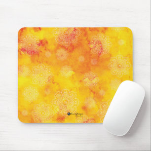 Mandalas on Yellow and Red Stains Background Mouse Pad
