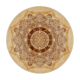 Mandalas, zodiac, ornate, vintage circle. cutting board
