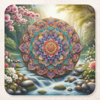 mandalla square paper coaster