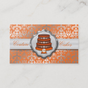 Mandarin Cake Couture Glitzy Damask Cake Bakery Business Card