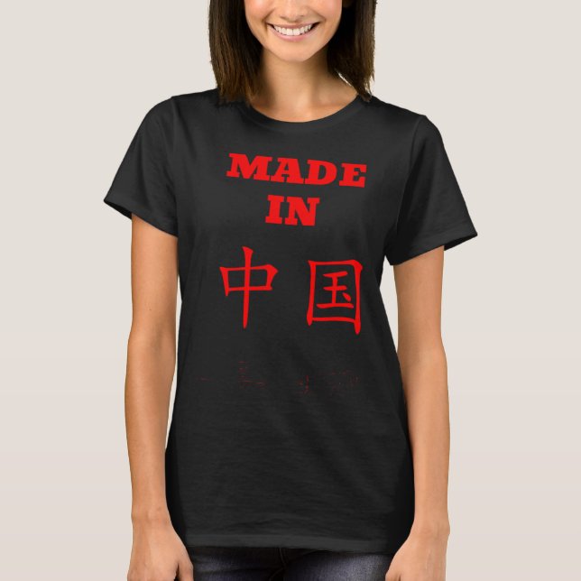 Mandarin Chinese Character English Made in China T-Shirt (Front)