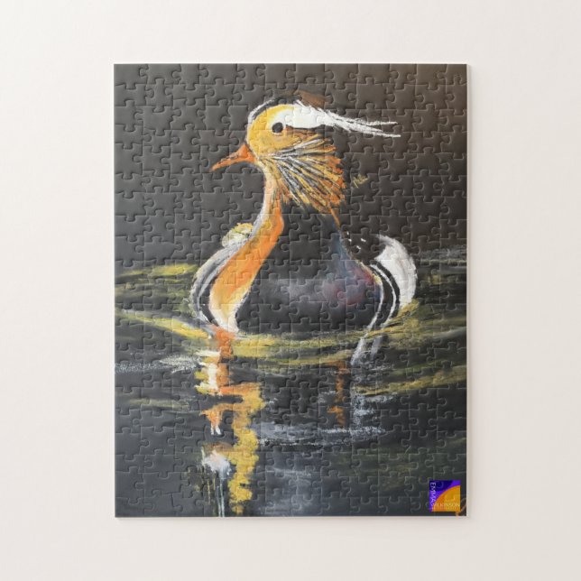 Mandarin Duck fine art nature jigsaw puzzle (Vertical)