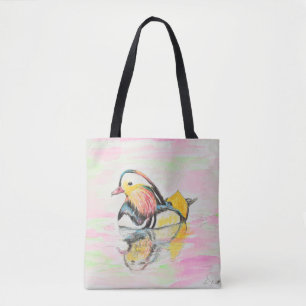 Mandarin Duck Ink and Watercolour Painting Tote Bag