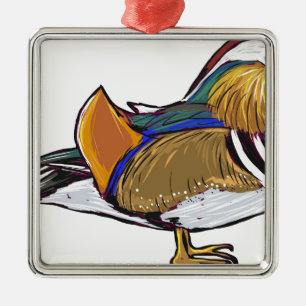 Mandarin Duck Sketch Metal Tree Decoration